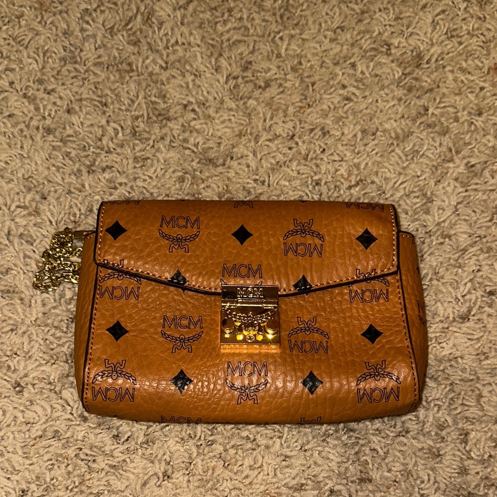 Cognac Crossbody Bag with Gold Accents